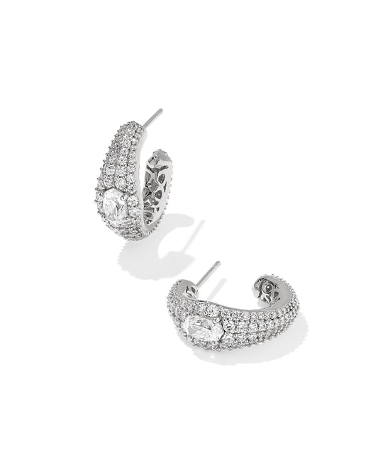 Bella Hoop Earrings Silver White CZ