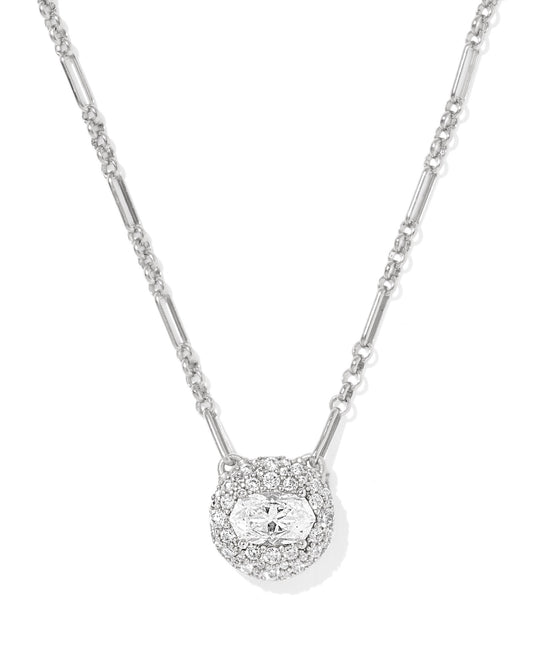 Bella Short Pendant Necklace Silver White CZ
