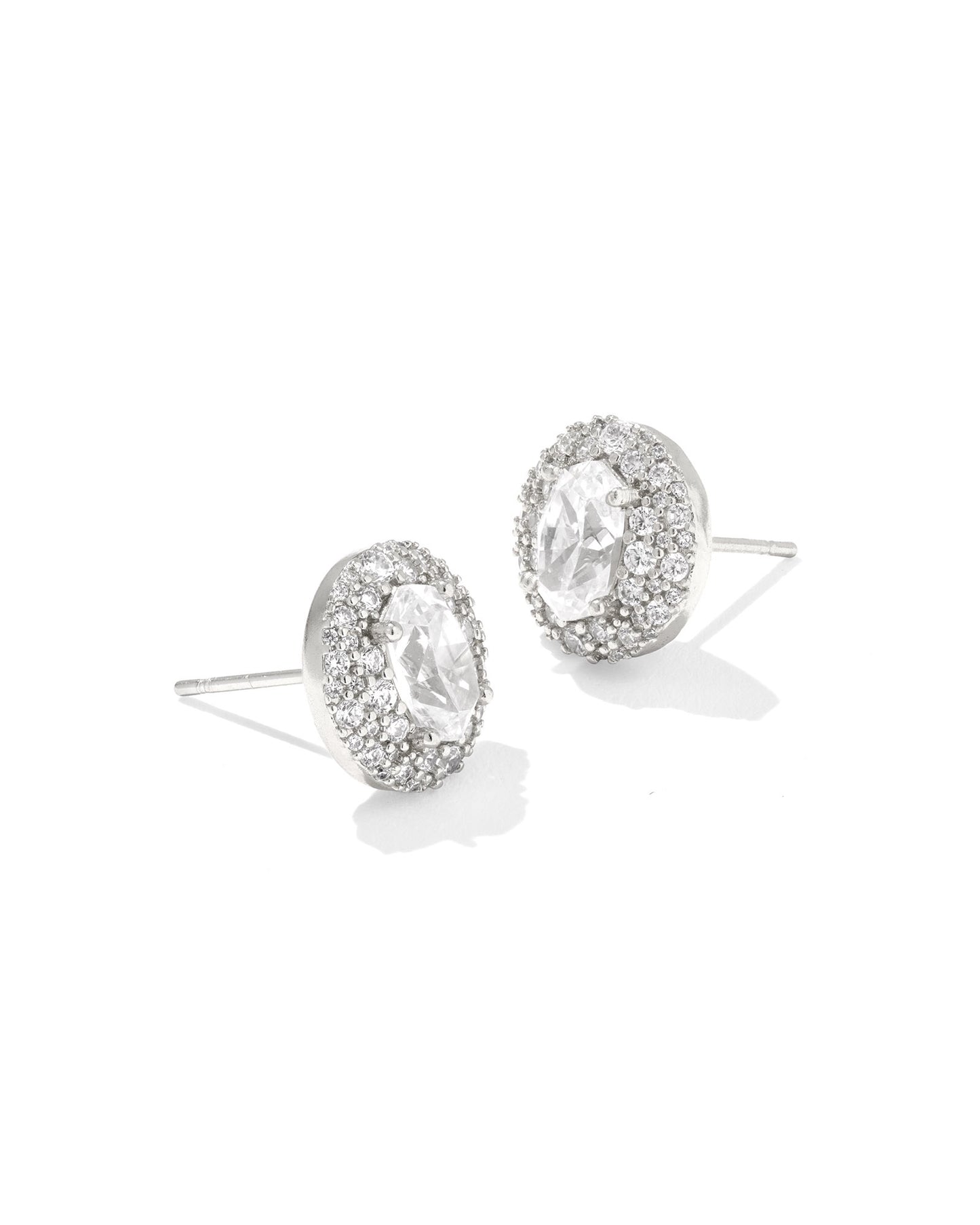 Bella Stud Earrings Silver White CZ