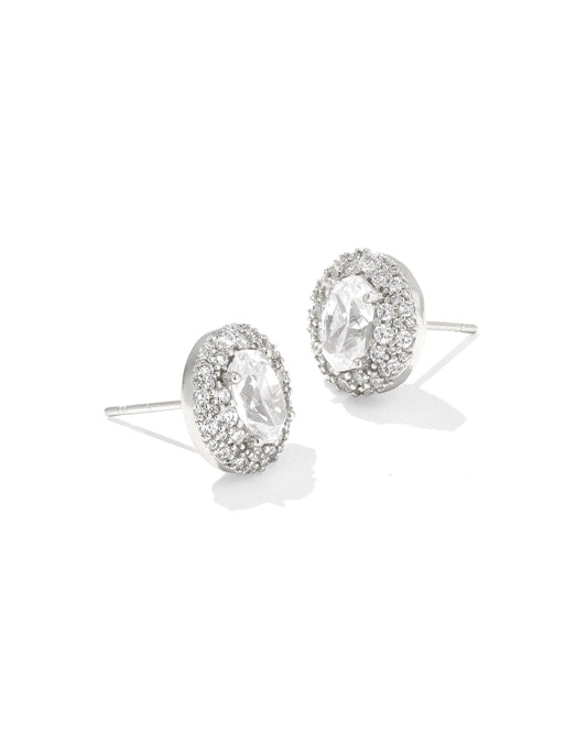 Bella Stud Earrings Silver White CZ