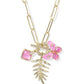 Bianca Butterfly Charm Necklace Gold Pink Mix