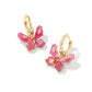 Bianca Butterfly Gold Huggie Earrings Gold Pink Mix