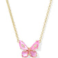 Bianca Butterfly Short Pendant Necklace Gold Pink Mix