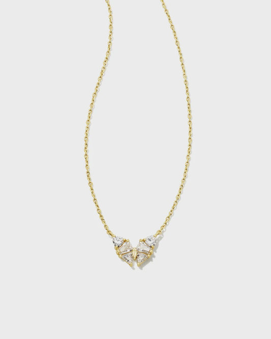 Blair Butterfly Short Pendant Necklace Gold White CZ