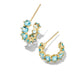 Cailin Crystal Huggie Earrings Gold Aqua Crystal