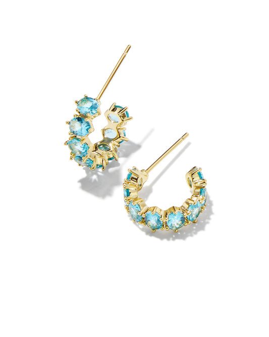 Cailin Crystal Huggie Earrings Gold Aqua Crystal