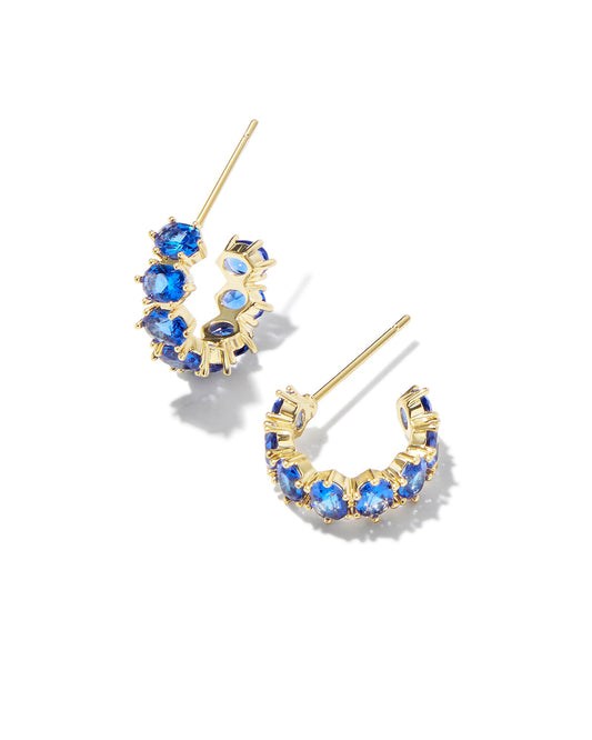 Cailin Crystal Huggie Earrings Gold Blue Crystal