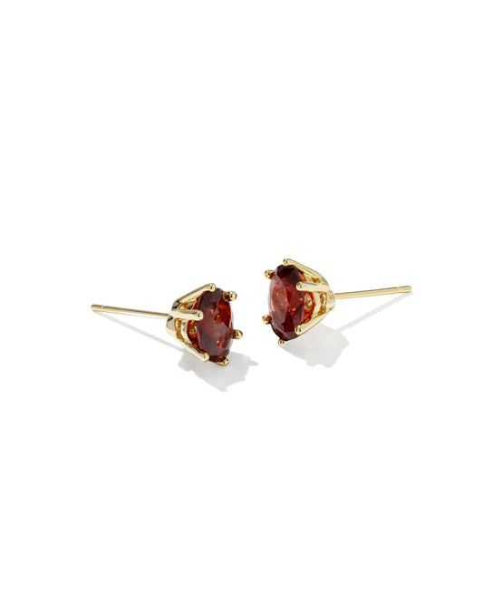 Cailin Crystal Stud Earrings Gold Burgundy Crystal