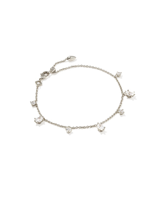 Cailin Delicate Chain Bracelet Silver White CZ