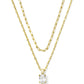 Cailin Multi Strand Necklace Gold White Crystal