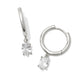 Cailin Single Stone Huggie Earrings Silver White Crystal