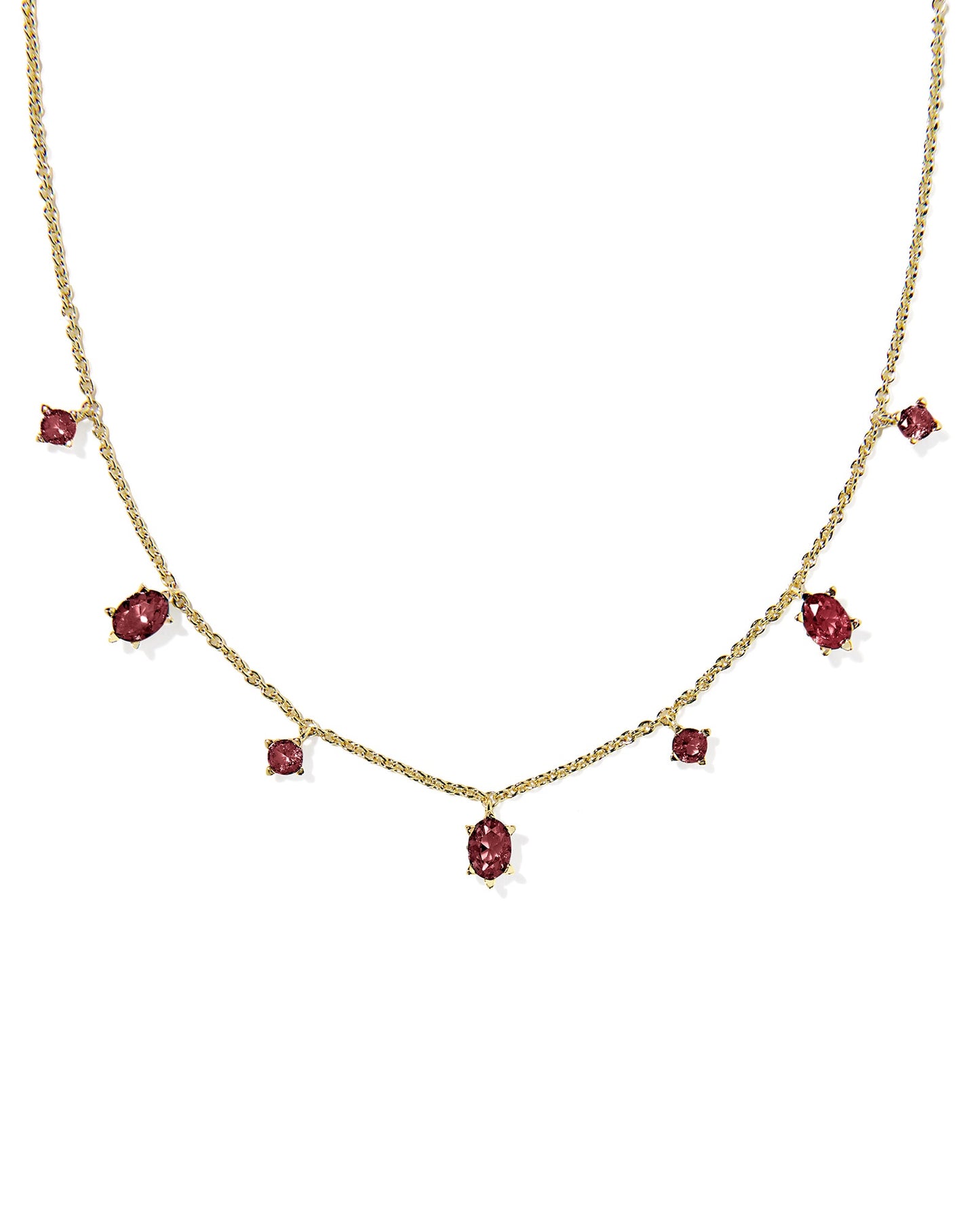 Cailin Delicate Strand Necklace Gold Burgundy Crystal