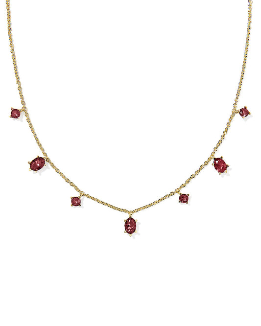 Cailin Delicate Strand Necklace Gold Burgundy Crystal