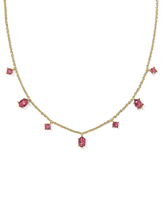 Cailin Delicate Strand Necklace Gold Red Crystal