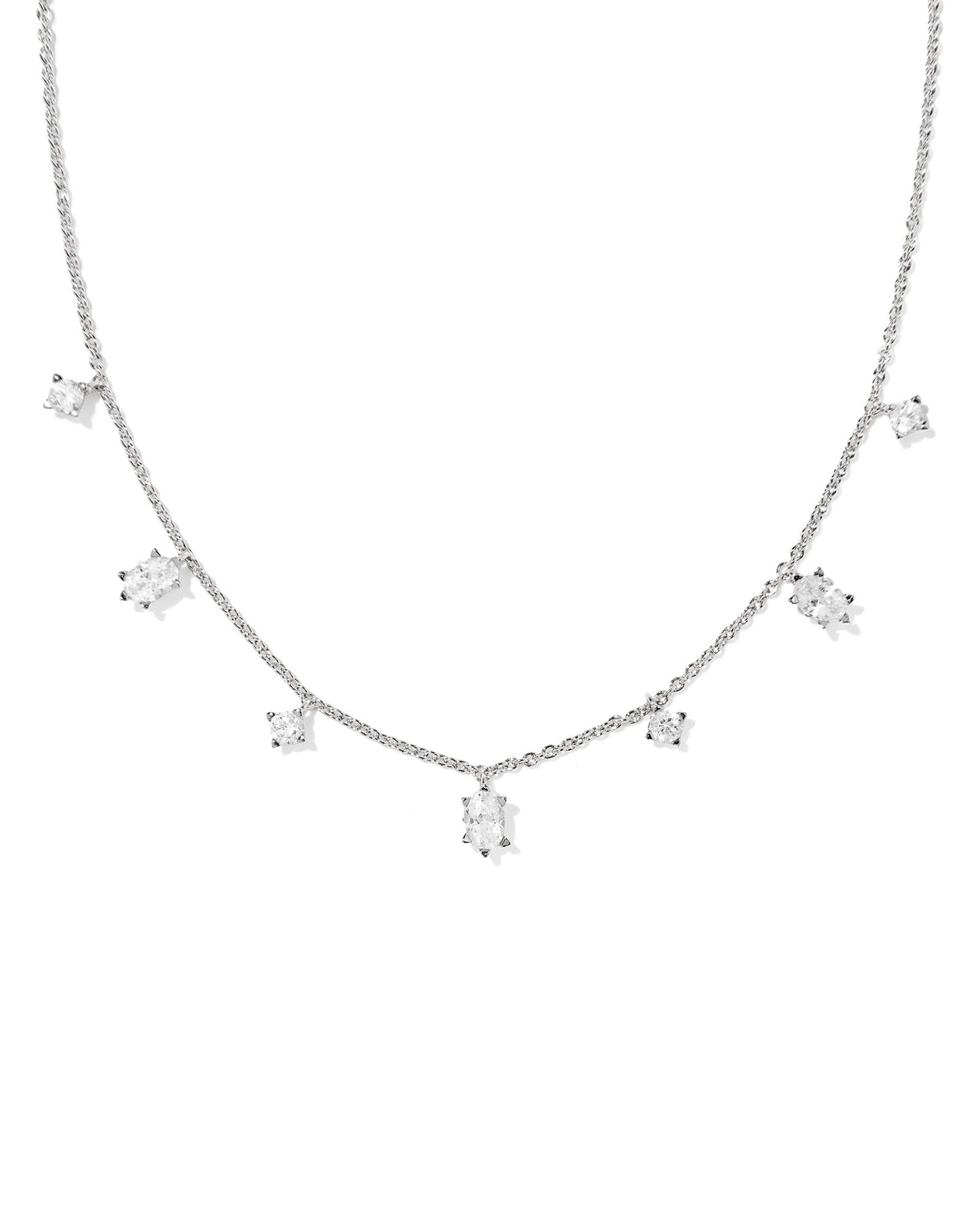 Cailin Delicate Strand Necklace Silver White CZ