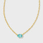 Cailin Crystal Pendant Necklace Gold Aqua Crystal