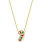 Candy Cane Short Pendant Necklace Gold Red Green Mix