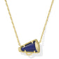 Cheer Short Pendant Necklace Gold Navy MOP
