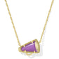Cheer Short Pendant Necklace Gold Purple MOP
