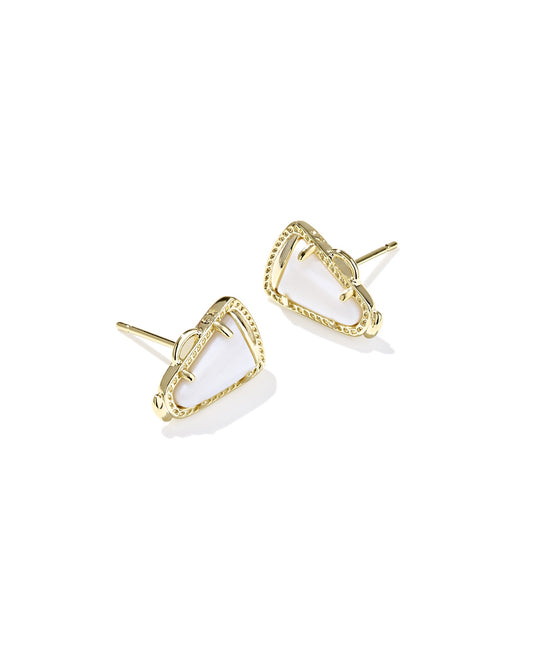 Cheer Stud Earrings Gold White MOP