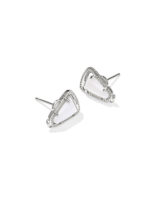 Cheer Stud Earrings Silver White MOP