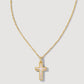 Cross Pendant Necklace Gold White Opal