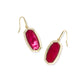 Dani Bezel Drop Earrings Gold Carmine Red Illusion
