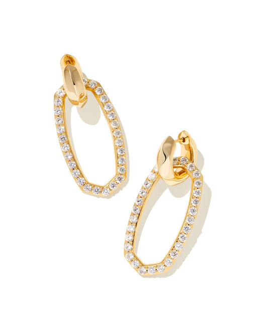 Danielle Link Earrings Gold White Crystal