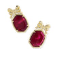 Daphne Bow Drop Earrings Gold Dark Burgundy Illusion
