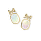 Daphne Bow Drop Earrings Gold Iri Crystal Ivory Illusion