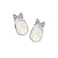 Daphne Bow Drop Earrings Silver Iri Crystal Ivory Illusion