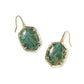 Daphne Drop Earrings Gold Bronze Veined Green Malachite