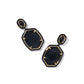 Daphne Enamel Frame Drop Earrings Gold Black Agate