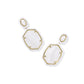 Daphne Enamel Frame Drop Earrings Gold White MOP