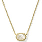Daphne Frame Short Pendant Necklace Gold Ivory MOP