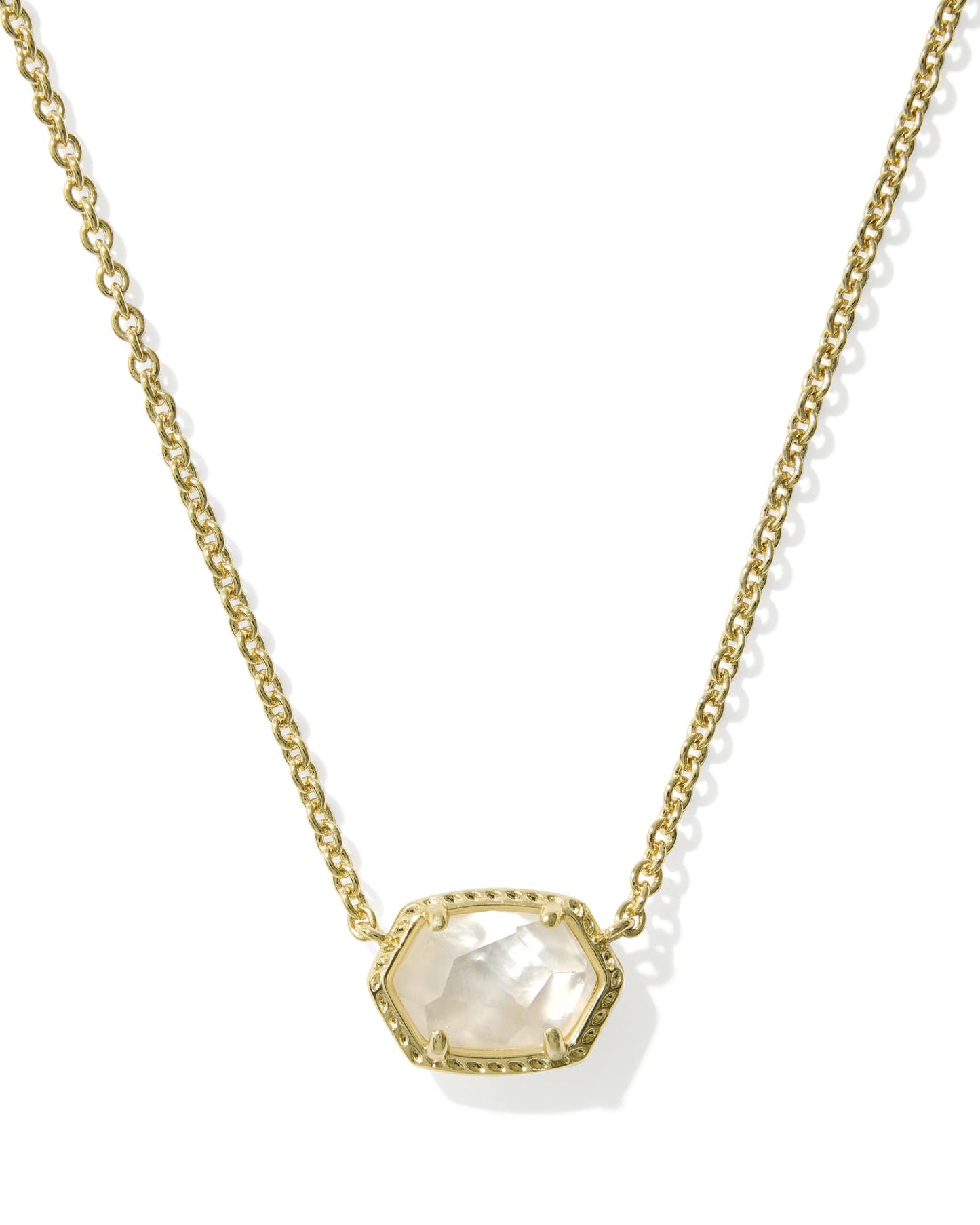 Daphne Frame Short Pendant Necklace Gold Ivory MOP