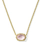 Daphne Frame Short Pendant Necklace Gold Light Pink MOP