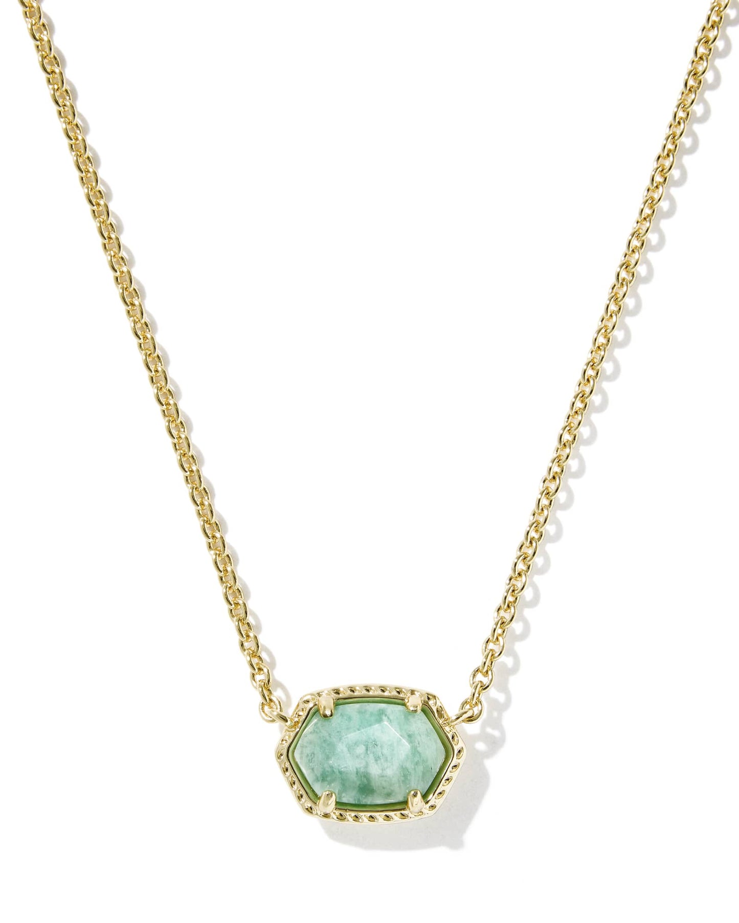 Daphne Frame Pendant Necklace Gold Teal Amazonite