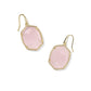 Daphne Pave Frame Drop Earrings Gold Rose Quartz