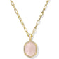 Daphne Pave Frame Short Pendant Necklace Gold Rose Quartz