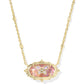 Dolly Parton Elisa Butterfly Short Pendant Necklace Gold Lt Pink Iri Abalone