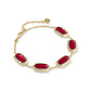 Elaina Bezel Delicate Chain Bracelet Gold Carmine Red Illusion