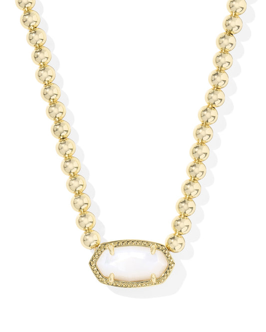 Elisa Beaded Necklace Gold Ivory MOP