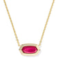 Elisa Bezel Short Pendant Necklace Gold Carmine Red Illusion