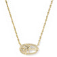 Elisa Bow Short Pendant Necklace Gold Iri Crystal Ivory Illusion