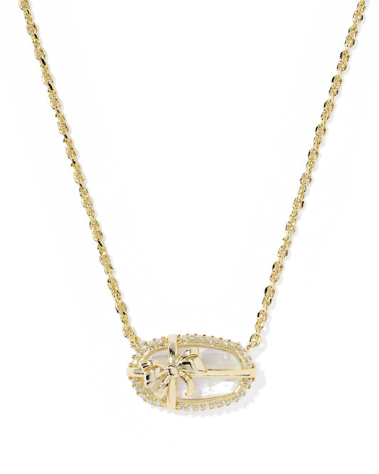 Elisa Bow Short Pendant Necklace Gold Iri Crystal Ivory Illusion
