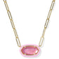 Elisa Enamel Frame Paperclip Necklace Gold Bright Pink Illusion