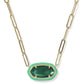 Elisa Enamel Frame Paperclip Necklace Gold Emerald Illusion