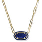 Elisa Enamel Frame Paperclip Necklace Gold Navy MOP