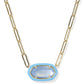 Elisa Enamel Frame Paperclip Necklace Gold Periwinkle Illusion